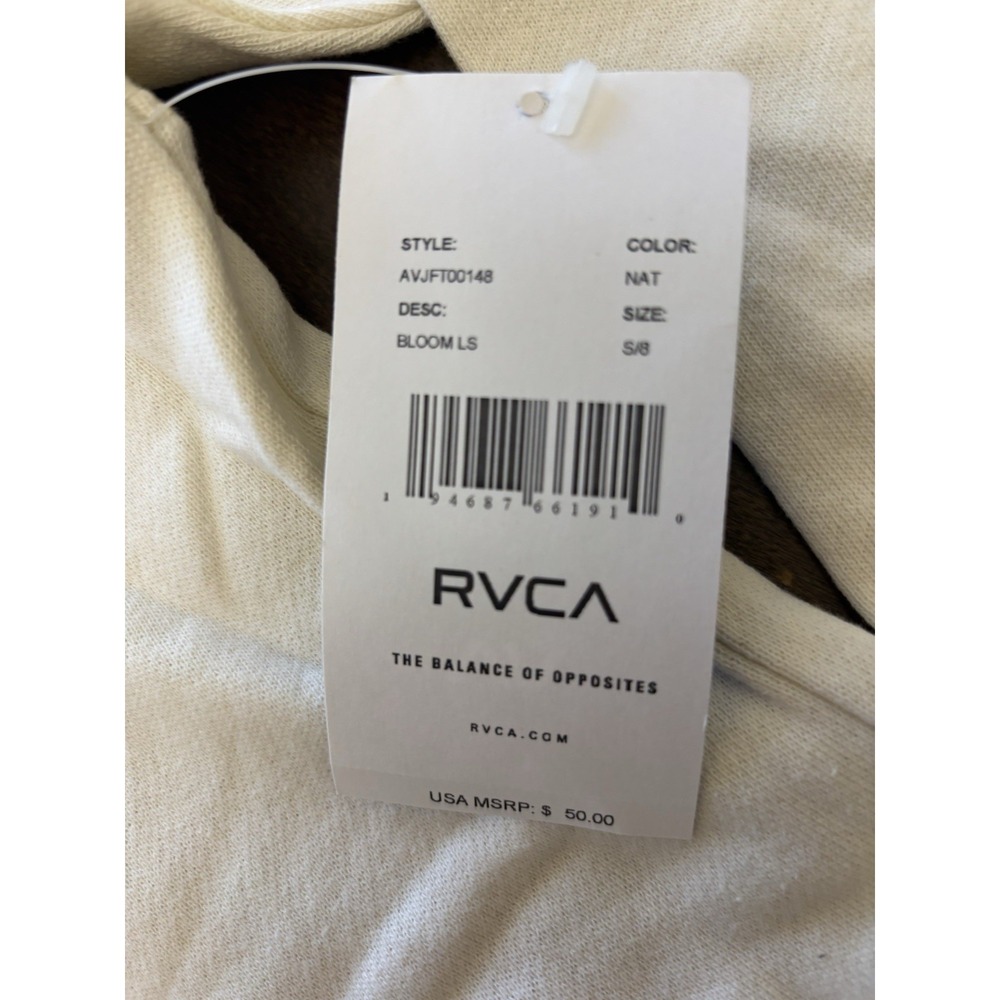 RVCA Women's Bloom Long Sleeve Sweatshirt Natural Small Lightweight - Picture 2 of 3